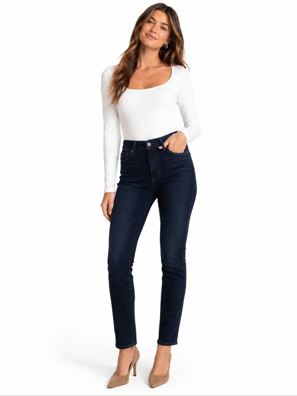 7 For All Mankind Roxanne High Waist Dark Wash Skinny Jeans 28
